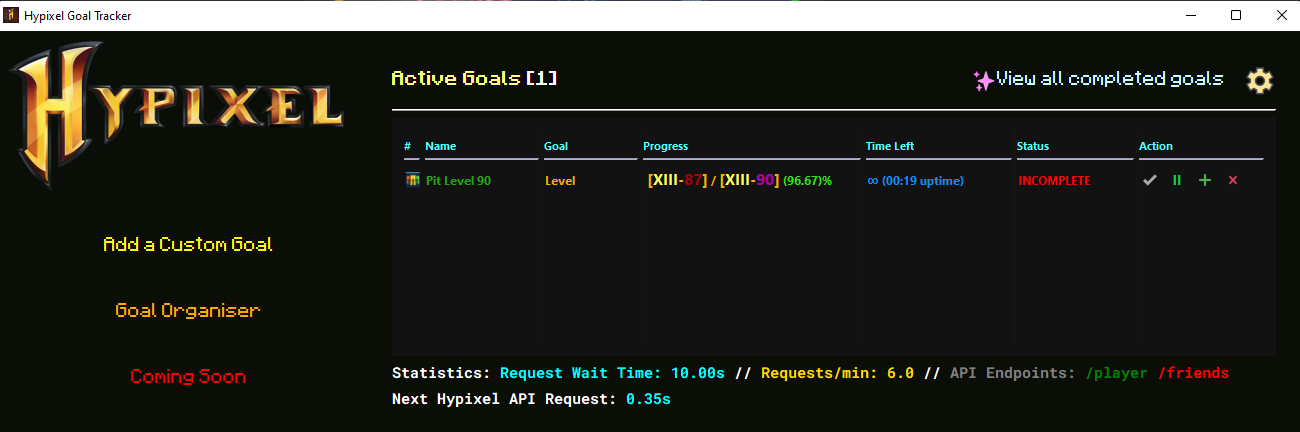 Preview of Hypixel Goal Tracker