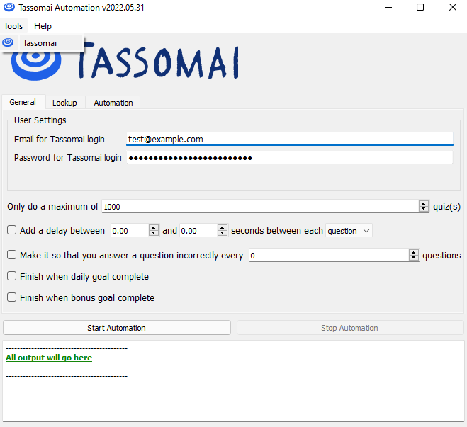 Preview of Tassomai Automaton main tab